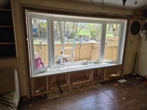 Bay window installation in progress (interior view)