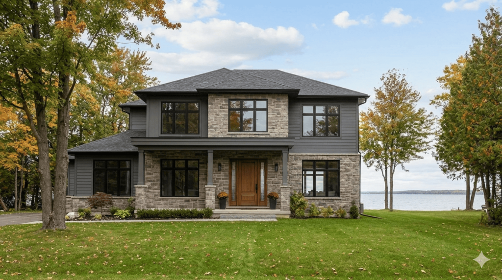 Illustration of a modern home with new windows and a front entry door